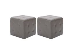 Vidaxl Pufe 2 Pcs 30x30x30 Cm Couro Artificial Cinzento