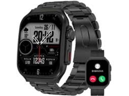 Smartwatch UHD de 2,01 polegadas com chamada Bluetooth e duas alças pretas