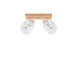 Nettlife Plafon Led Foco De Teto 2 Lâmpadas - Aspecto Madeira Branca E14 Regulável 350° Máx. 25 W Moderno Para Sala Quarto Cozinha.