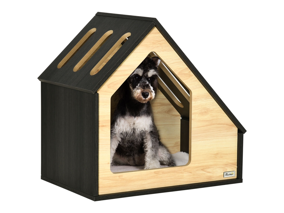 Canil Cachorro Caverna Interna com Almofada Cachorro com Teto Inclinado Casinha para Cães Pequenos Até 8 Kg, 60 X 40 X 59,2 Cm Marrom