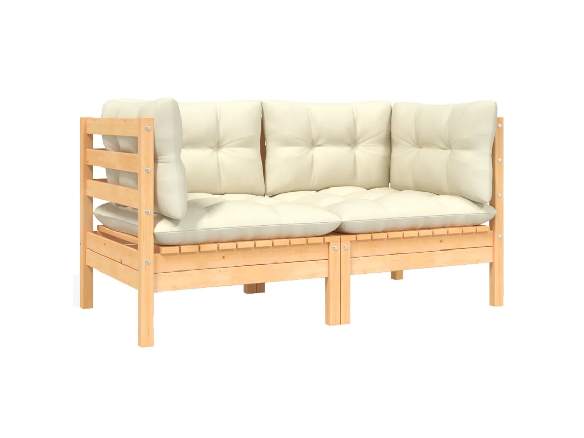 2-seater Garden Sofa, 2-seater Garden Sofas Vidaxl Creme Madeira De Pinho (n/a)
