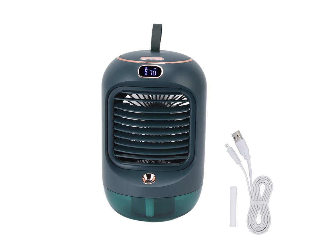 Ventilador Portátil com Umidificador e Luz Noturna Verde