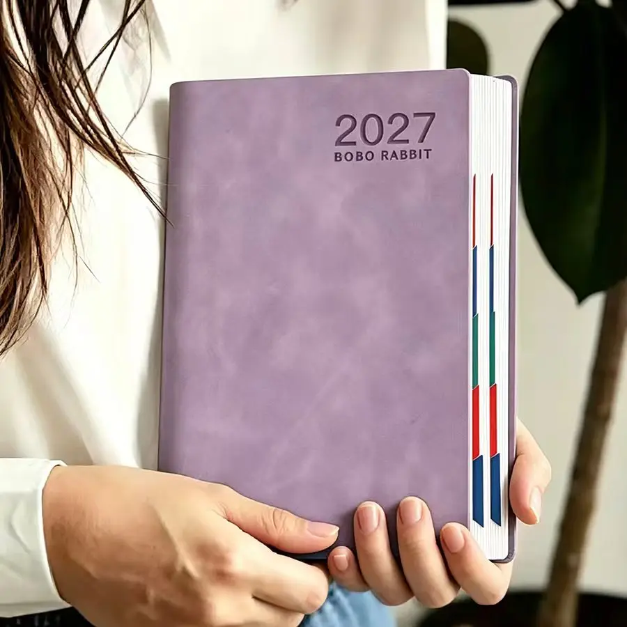 (roxo) Pacote Com 5 Agendas Diárias 2027, Cadernos Em Couro Pu, 320 Páginas