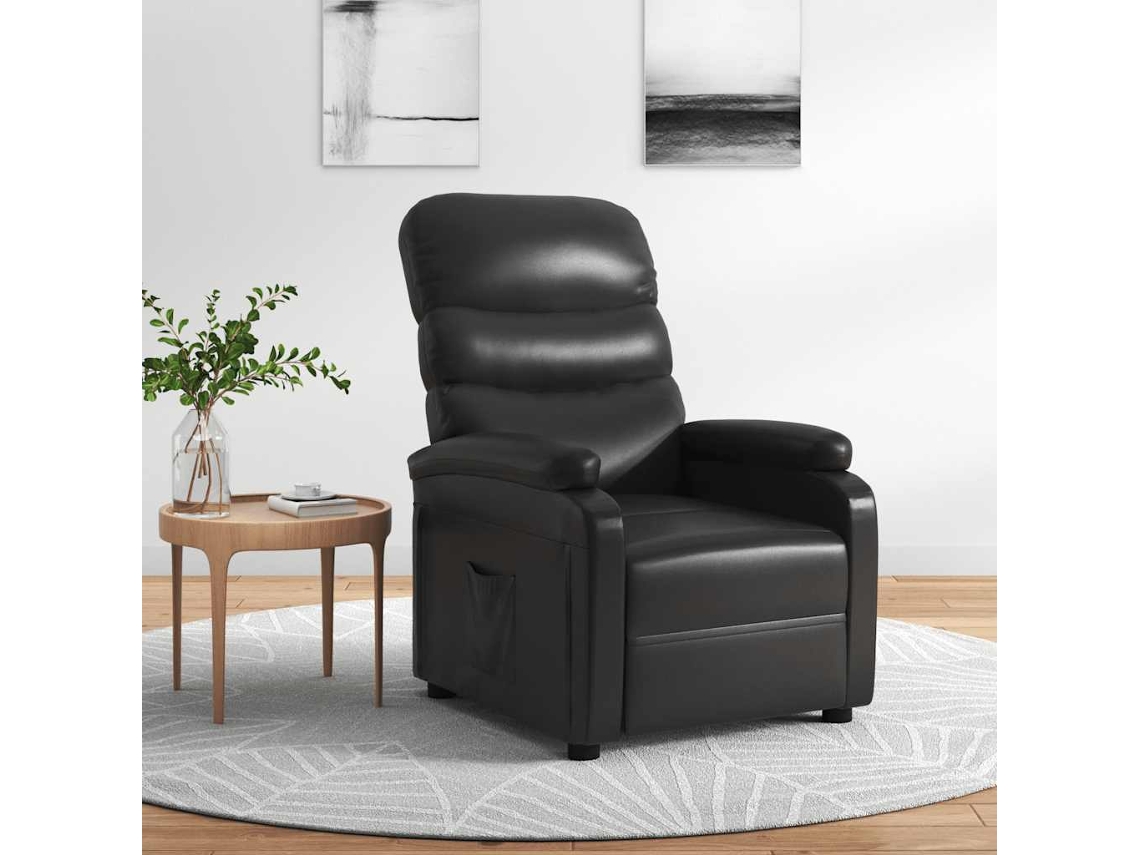 Vidaxl Poltrona Reclinável Couro Artificial Preto