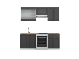 Cozinha Fame-Line, 200 cm, PT Carvalho, Antracite-dourado/branco, Vicco