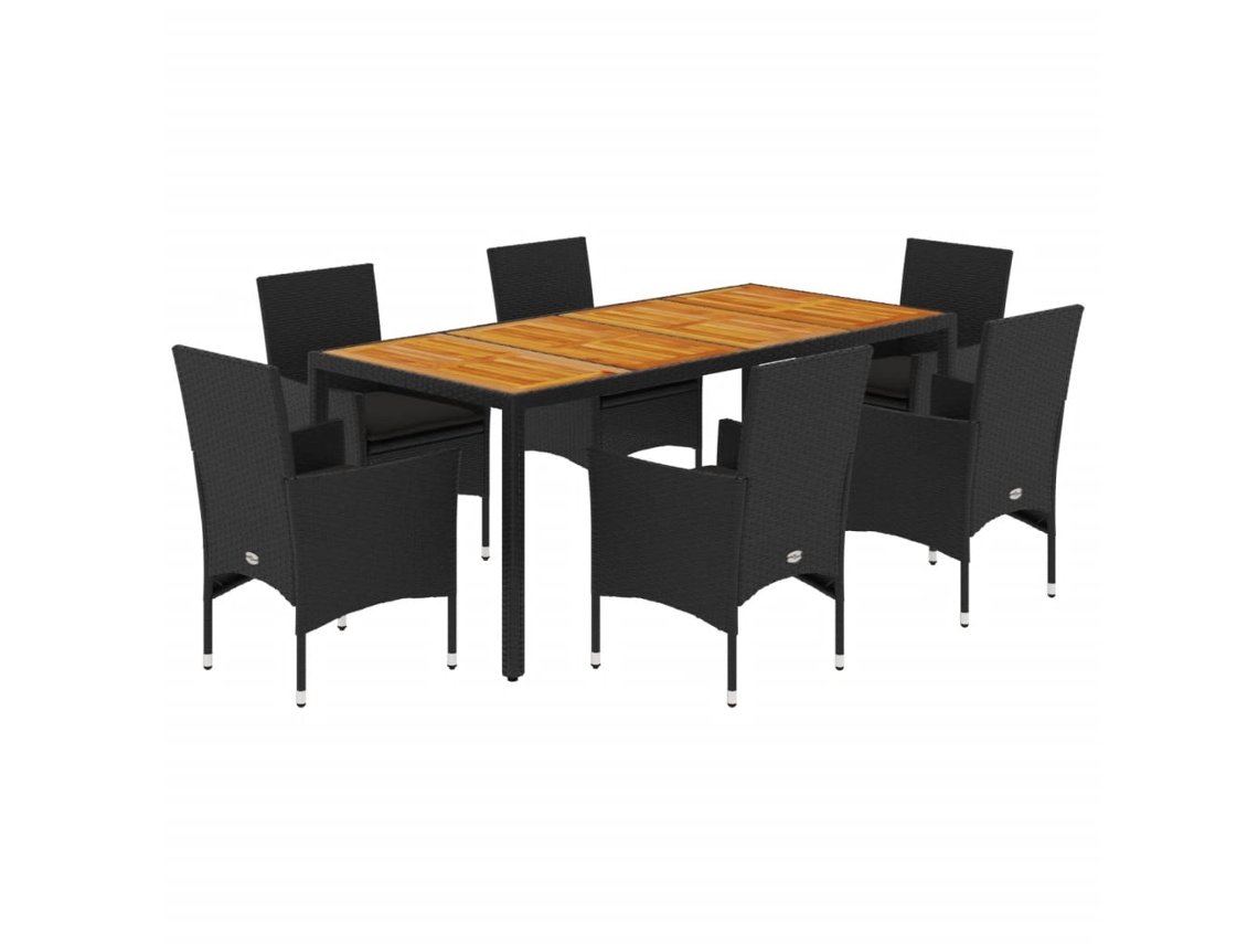 Garden Dining Set, Garden Dining Sets Vidaxl Preto Rattan / Vime (190 X 90 X 75 Cm)