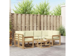 Vidaxl Conjunto De Sofás Para Exterior 7 Unid. Branco E Creme