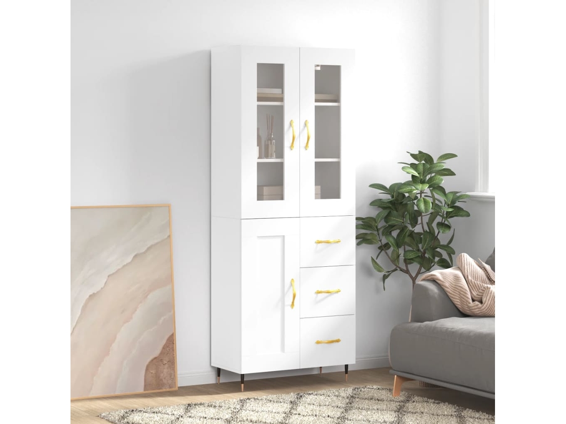 Armario alto 69,5x34x180 cm Derivados de madera Blanco