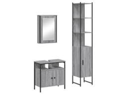 3 Pcs Conjunto Móveis Casa de Banho Madeira Proc. Cinza Sonoma MAISON EXCLUSIVE
