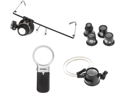Kit de Lupa Bolso Healeved com 7 Peças Luz Led, Microscópica Compacta Plástico e Vidro Par (5x, 10x, 15x, 20x)