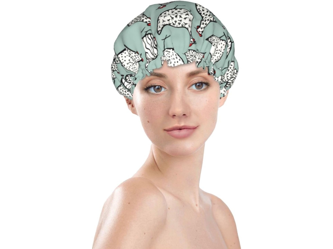 Touca De Banho Feminina, Reutilizável, Impermeável, Dupla Camada, Com Elástico, Ideal Para Cabelos Longos, Com Textura