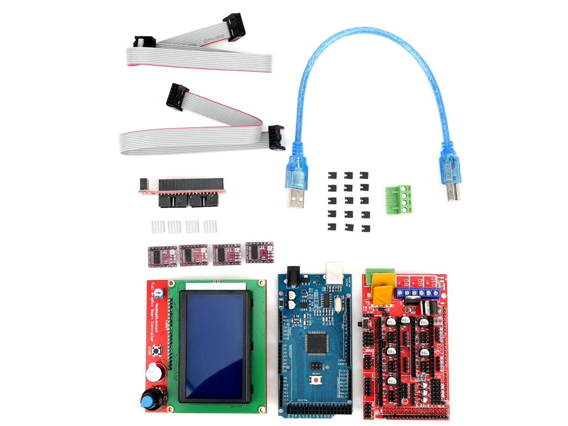 Kit Controlador Ramps Para Impressora 3d Mega 2560 R3 Driver 8825 12864 Equipamento