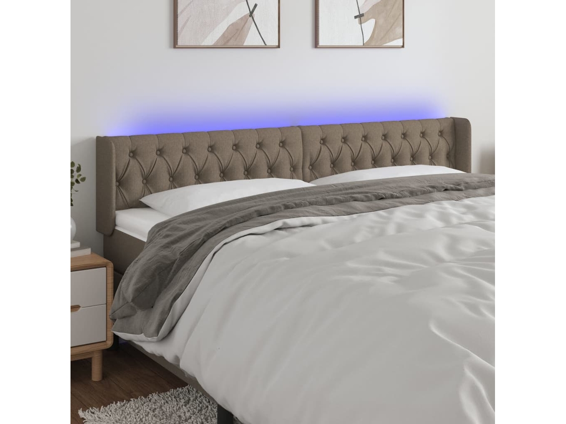 Vidaxl Cabeceira De Cama C/ Luzes Led 183x16x78/88cm Cinza-acastanhado