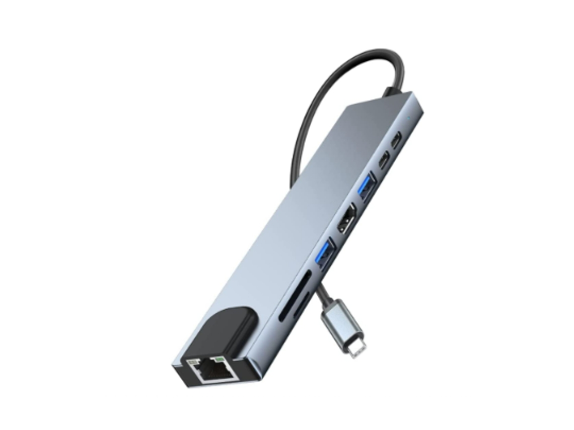 Hub Usb C Adaptador Hdmi Com Ethernet 8 In 1 Tipo C, 4k Hdmi, Usb 3.0 Data Transfer, Sd/tf Reader, Para Macbook Pro Etc Preto Bestvite