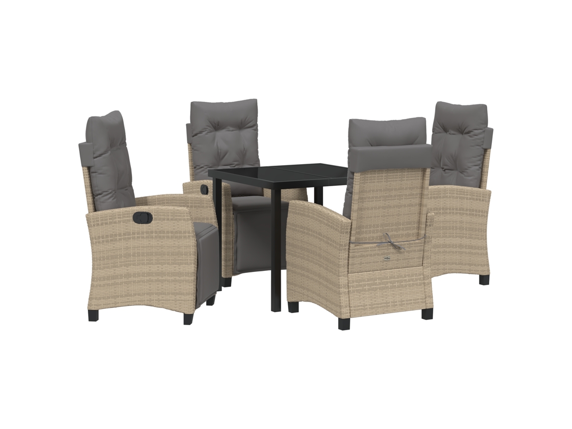 Conjunto 5 De Jantar De Jardim De Vidaxl Bege Rattan Polietileno