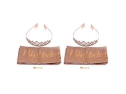 2 Kit De Cinta E Tiara De Strass Para Noiva Em Ouro Rosa Brilhante Decoração Leve Para Festa De Casamento