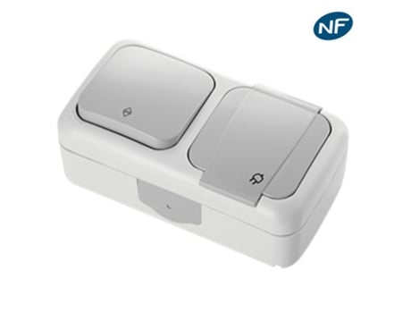 Interruptor de Duas Vias + Tomada 2P+T À Prova de Água Ip54 VIKO BY PANASONIC Cinzento Nc