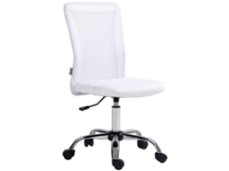 Cadeira De Escritório Ergonômica, Com Altura Ajustável, Base Cromada, Giro De 360° E Estofamento Em Tela Branca.