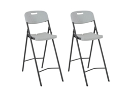 Cadeiras De Bar Dobráveis 2 Pcs Pead E Aço Branco Dkd Home Decor