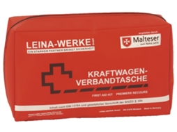 Bolsa Compacta de Primeiros Socorros para Veículos Leina Conteúdo Din 13164 Vermelha LEINA-WERKE
