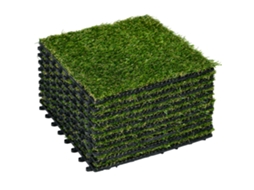 Relva Artificial Pp e Pe Cor Verde Escuro 30x30x3 cm Outsunny