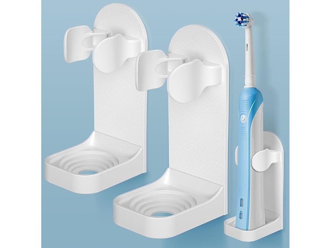 Suporte Para Escova De Dentes Elétrica,lote De 2,organizador De Parede Ajustável Com Adesivo Forte Para Banheiro,branco Btforus