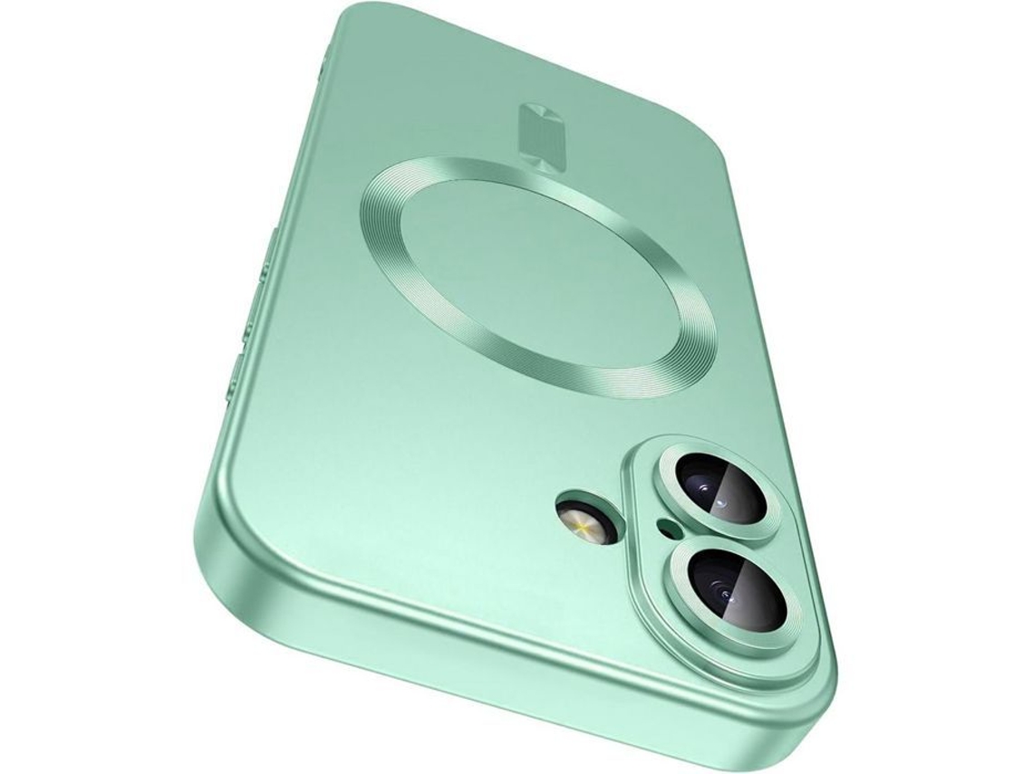 Capa Protetora - E.f.connection - Para Iphone 17 - Silicone Líquido Com Anel Magnético - Verde