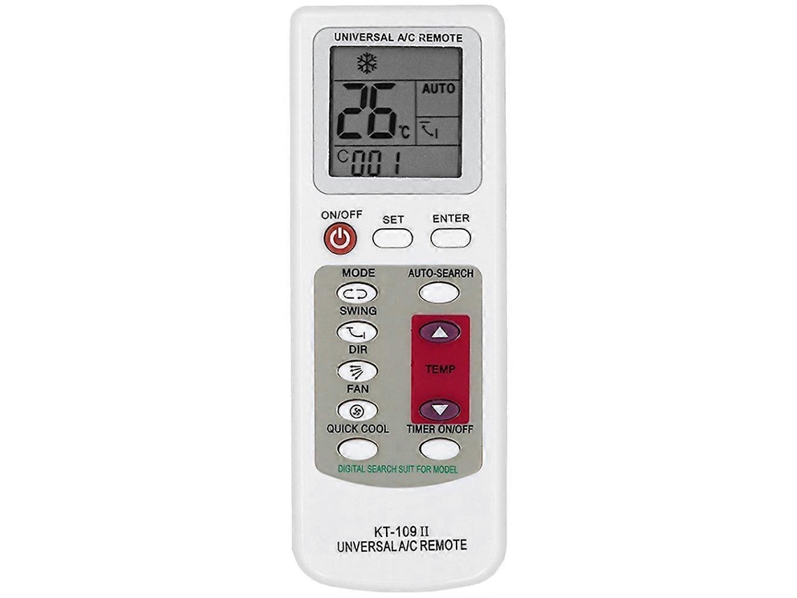 Controle Remoto Universal Para Ar Condicionado Kt-109ii Com Display Lcd E Base