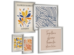 Conjunto De Pinturas Motivos Florais Londres Inscrições Espelharte (5 Peças)