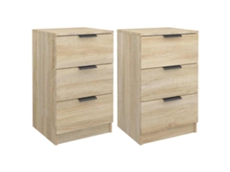 Bedside Cabinet, Bedside Cabinets Vidaxl Marrom Madeira Processada (n/a)