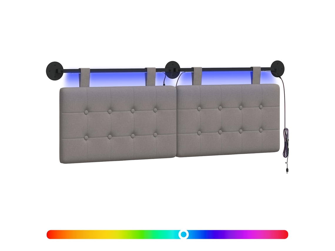 Conjunto 1 Cabeceira De Quarto Vidaxl Castanho-acinzentado Tecido (130 X 55 X 5 Cm)