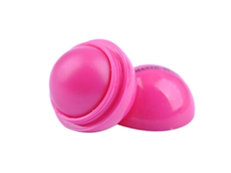 Bálsamo labial hidratante Fruity Cor em formato esférico, cor rosa.