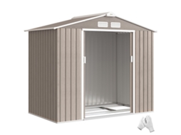 Kit de Fundação 2,77m² 213x130x185cm em Aço Galvanizado Marrom Claro com Porta Corrediça