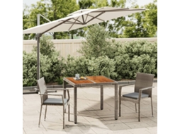 3 Pcs Conjunto De Jantar P/ Jardim C/ Almofadões Vime Pe Cinza Dkd Home Decor
