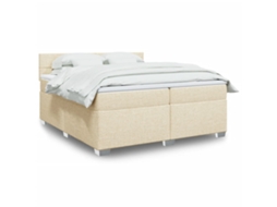 Vidaxl Cama Com Molas/colchão 200x200 Cm Tecido Cor Creme