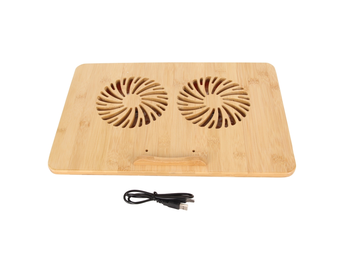 Raum-baseado Em Almofada De Resfriamento Para Notebook De Bambú Até 17 Polegadas Com 2 Ventiladores Silenciosos E Ajuste De Nível
