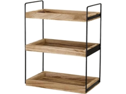 Prateleira De 3 Níveis Em Madeira E Metal Para Banheiro, 17x 33x 44cm, Organizador De Bancada, Organizador De