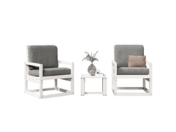 3 Pcs Conjunto Lounge De Jardim Madeira De Pinho Maciça Branco Dkd Home Decor