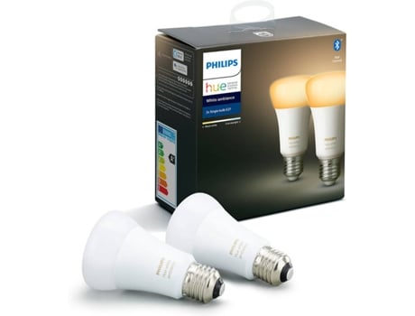 Kit 2 Lâmpadas Inteligentes PHILIPS HUE  (E27 - Branca fria a quente)