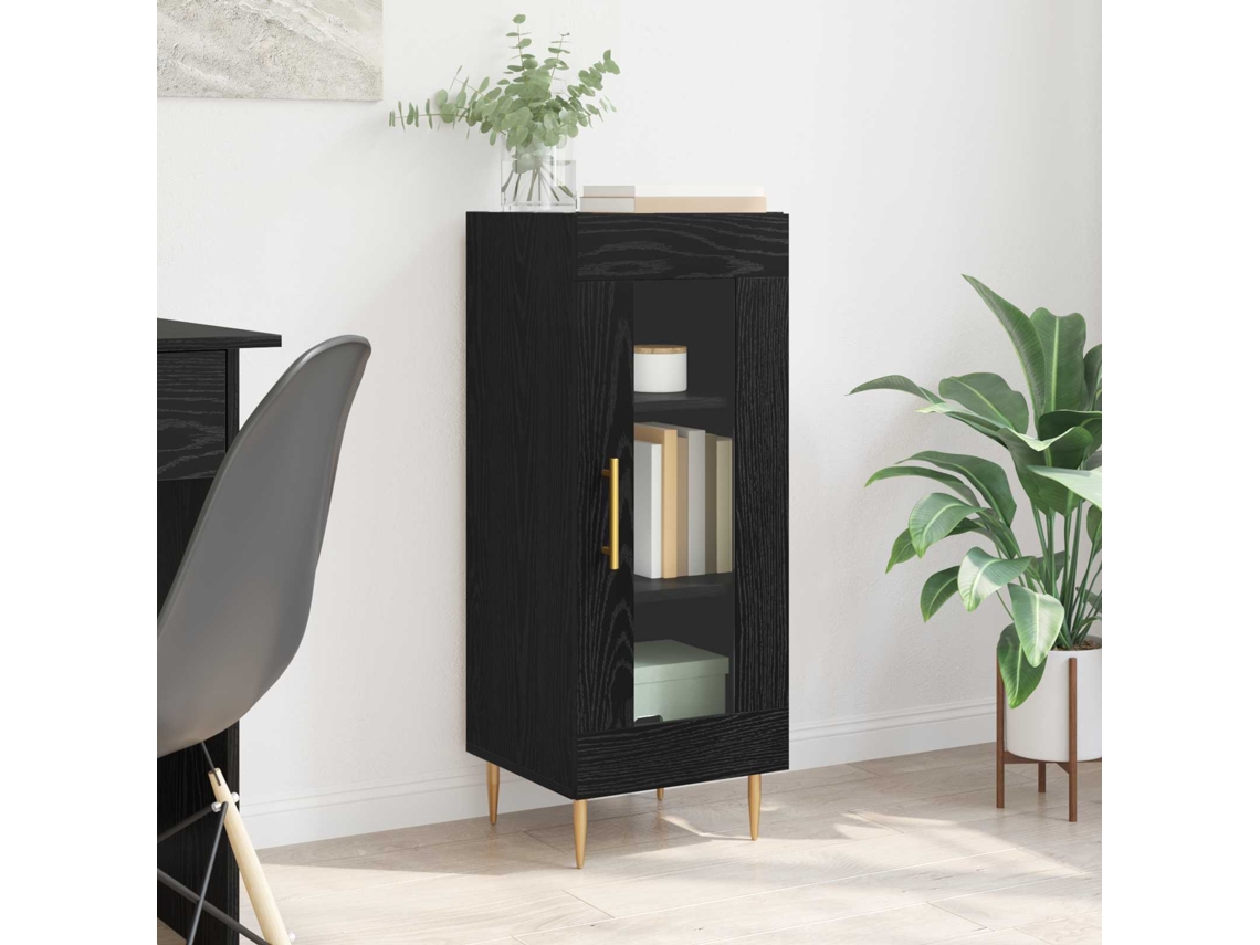 Vidaxl Buffet Carvalho Preto 34 X 34,5 X 90 Cm Derivados De Madeira