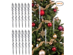 12pcs 13cm Gota de Gelo Falsa Simulada Decorativo Pendente para Árvore de Natal | S/MARCA