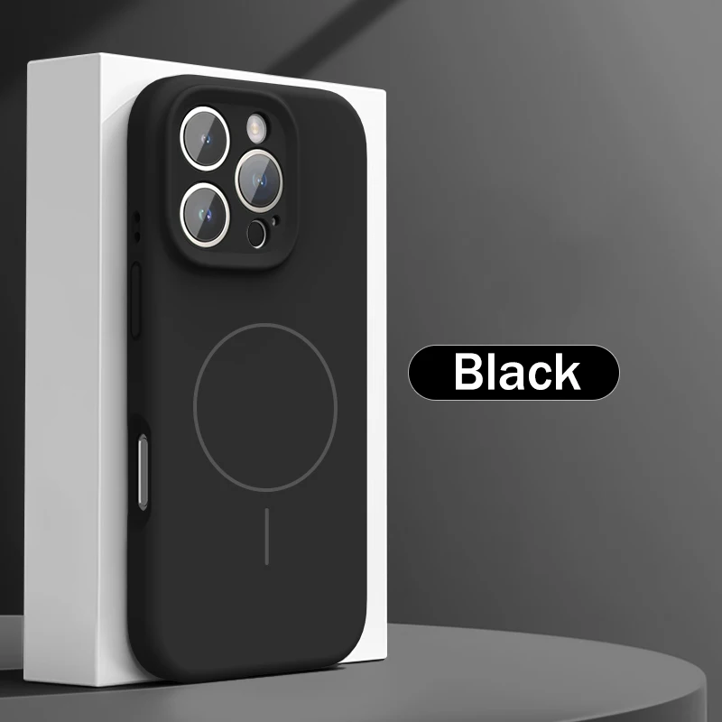 Capa De Silicone Líquido (preta Para Iphone Xs Max) Compatível Com Carregamento Sem Fio E Função Magnética.