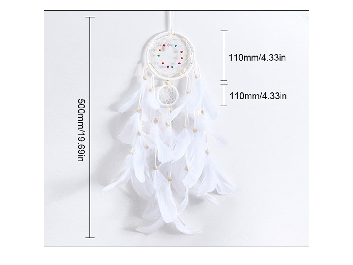 Mali sonhador com Luz Led Portátil Artesanal Penas Decoração Parede Sala Casa