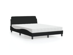 Cama Com Colchão 140x200 Cm Tecido Preto