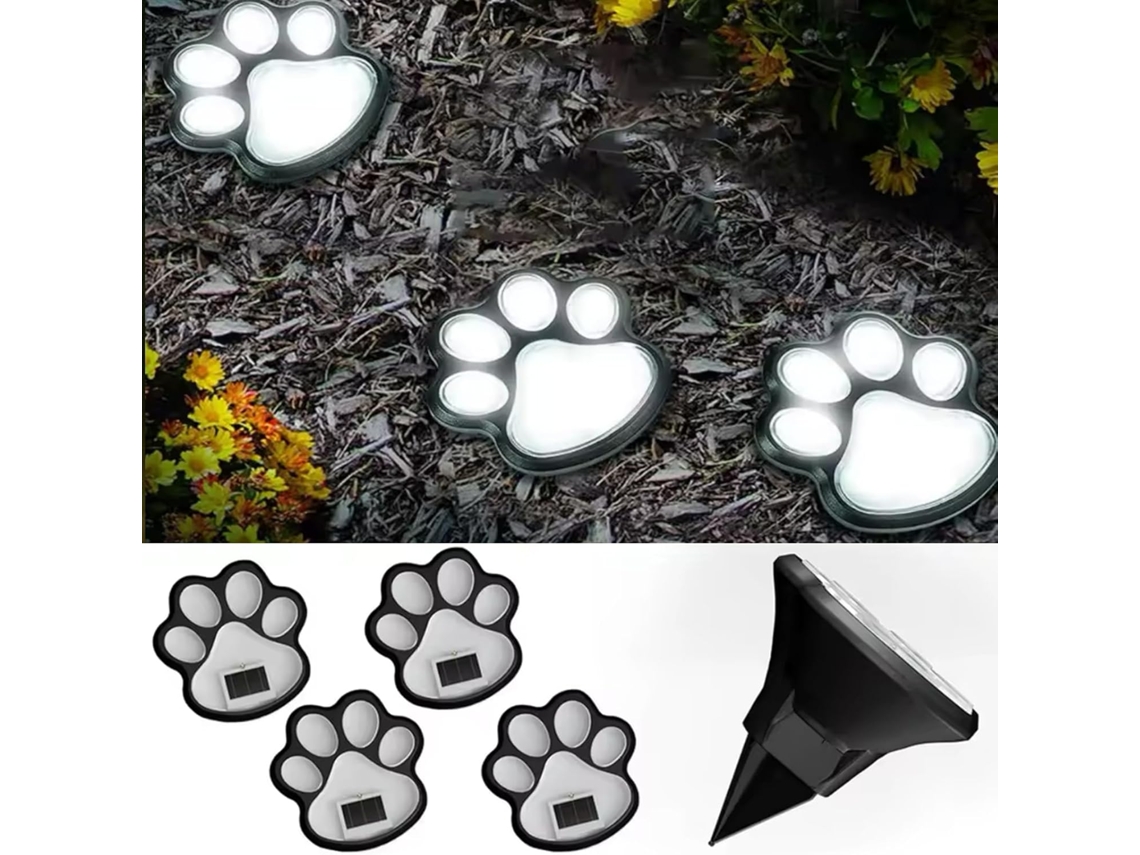 Luminária Solar de Solo, em Formato de Pata, para Caminhos, Áreas Externas, com Iluminação Led AQUAFORGE