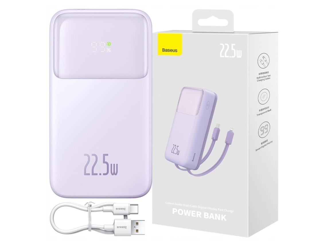 Baseus Powerbank Com Display 10000mah Para Celulares 22,5w Com Cabo Usb-c