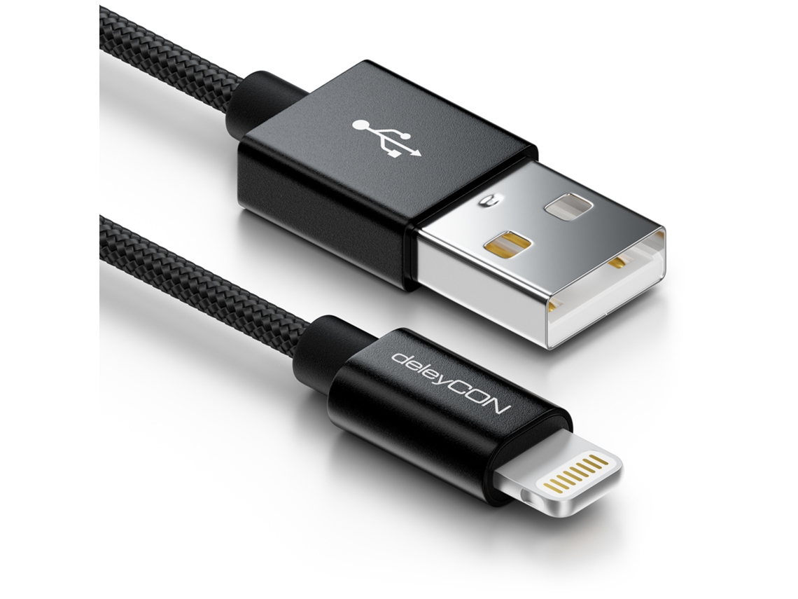 Cabo Telemóvel Usb Lightning DELEYCON Preto
