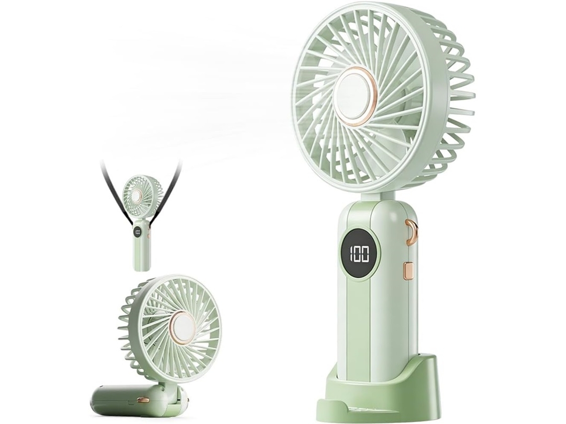 Mini Ventilador 5 Vel 1200mah Dobrável Led