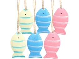 Conjunto de 6 Peças Decoração Parede com Tema Peixes Náutica para Pendurar em Banheiros e CHABERLU