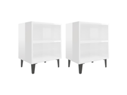 Conjunto de 2 mesas de cabeceira, 40x30x50 cm, branco brilhante, EXCLUSIVO DA MAISON
